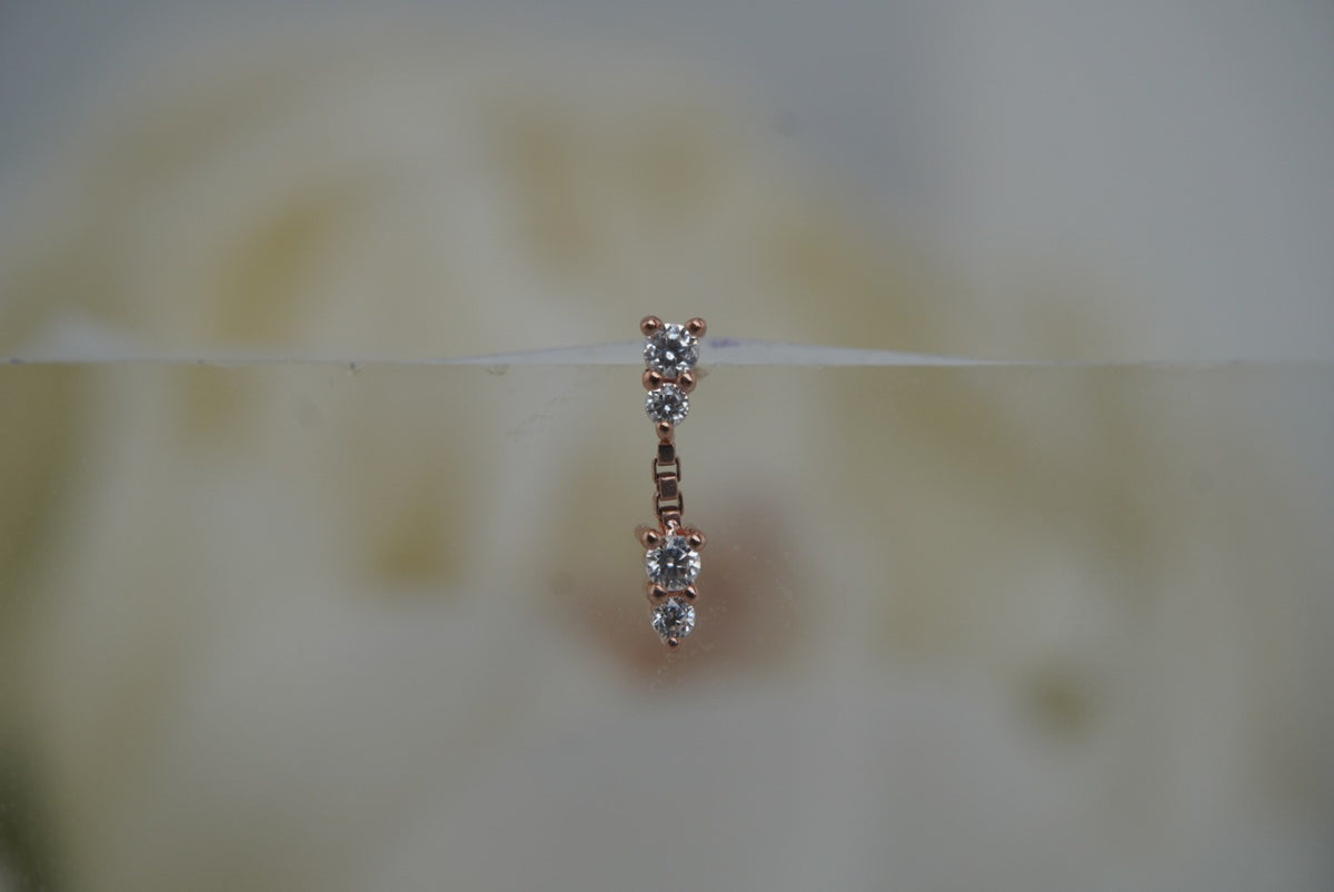Ember 14k "Tinker" threadless in yellow gold white gold rose gold white crystals