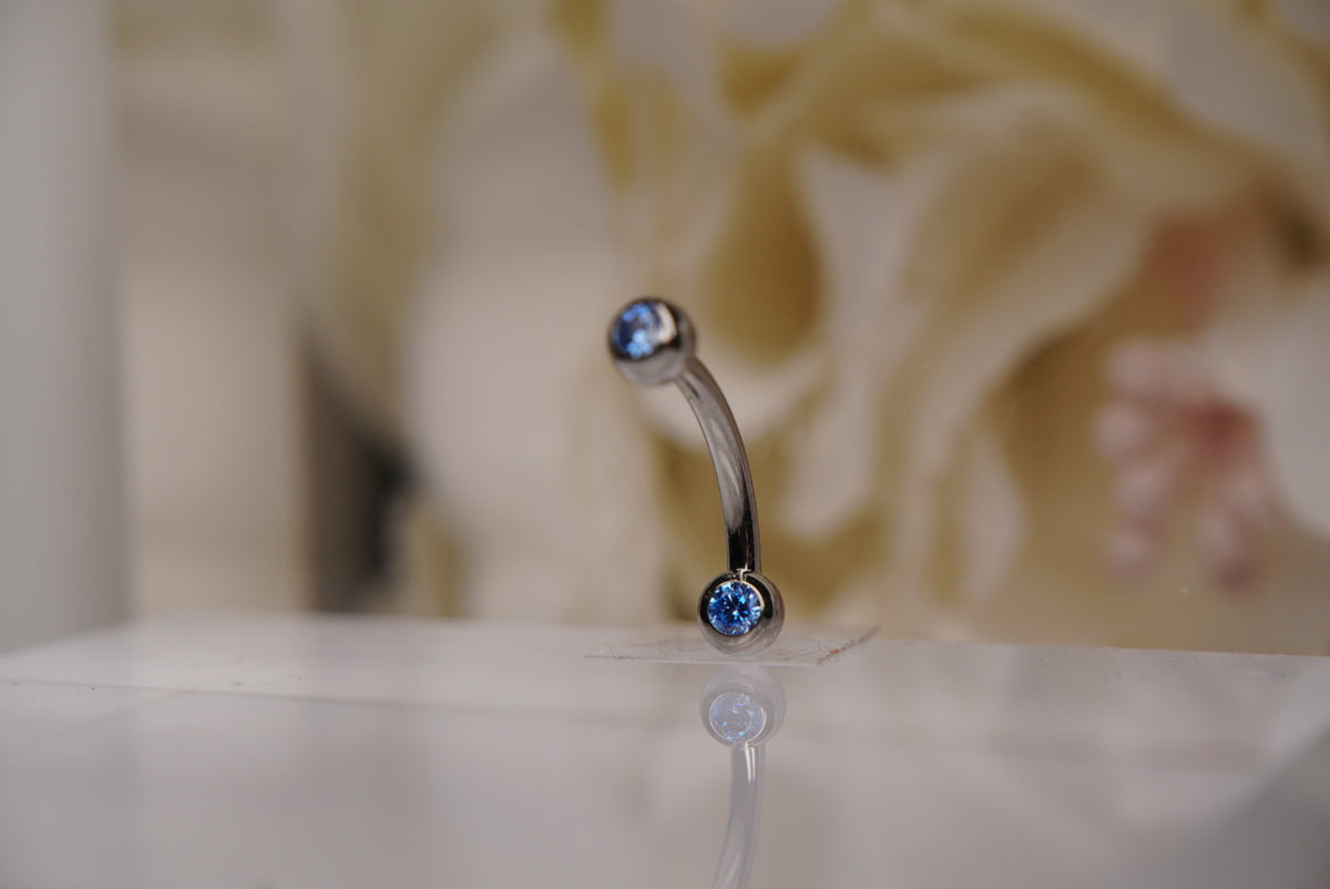 2-Gem Curved Barbell in Various Colors