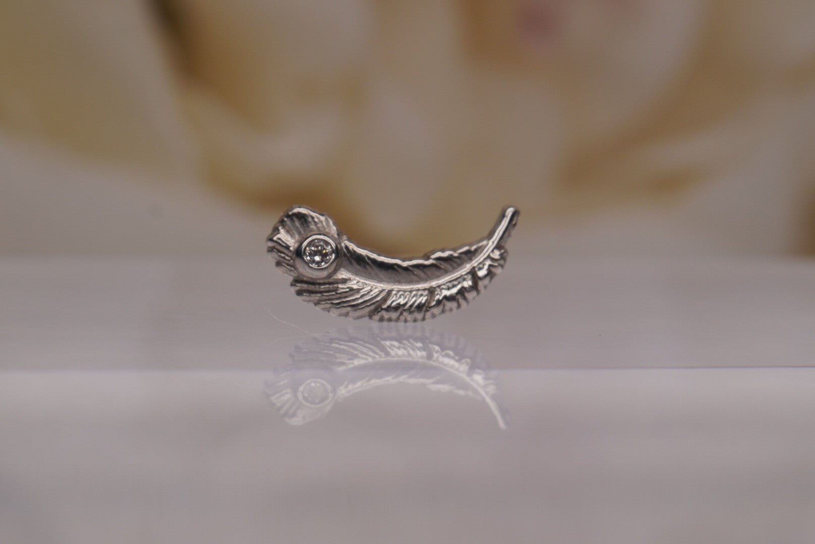 Feather with Gem in Gold