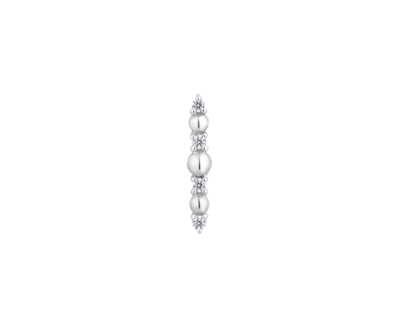 Stock image of Buddha Jewelry’s “Chance” in 14k white gold, showing its slim silhouette and alternating polished beads and crystals.