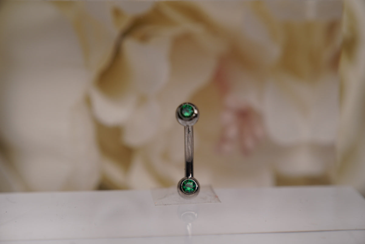 2-Gem Curved Barbell in Various Colors