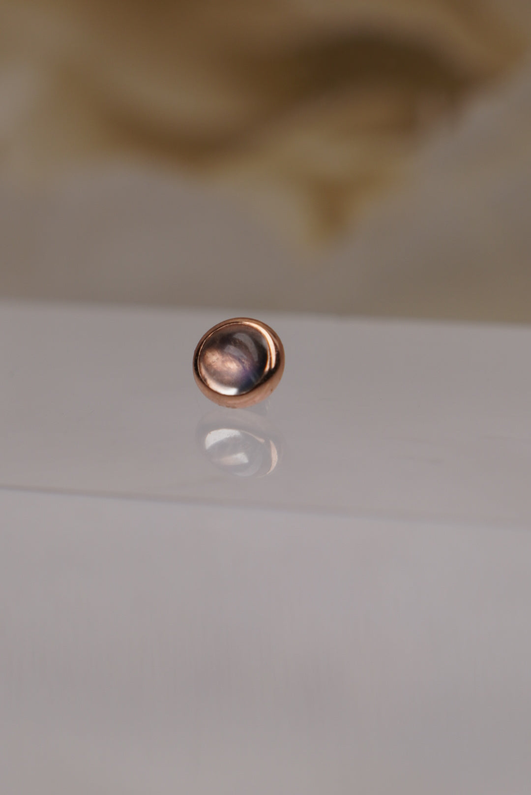 Round Cup Setting with Rainbow Moonstone