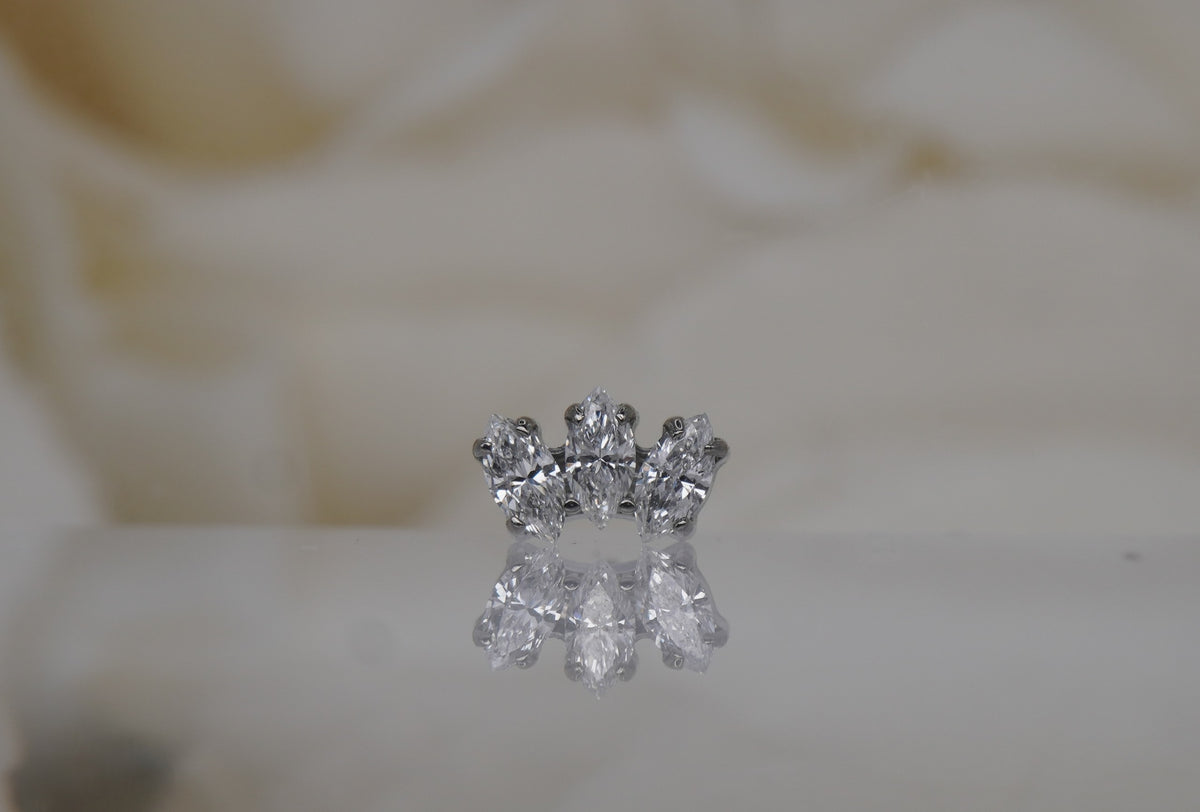 Titanium prong-set "Marquise Fan" with VS Clarity lab created Diamonds.   Available in Small and Large
