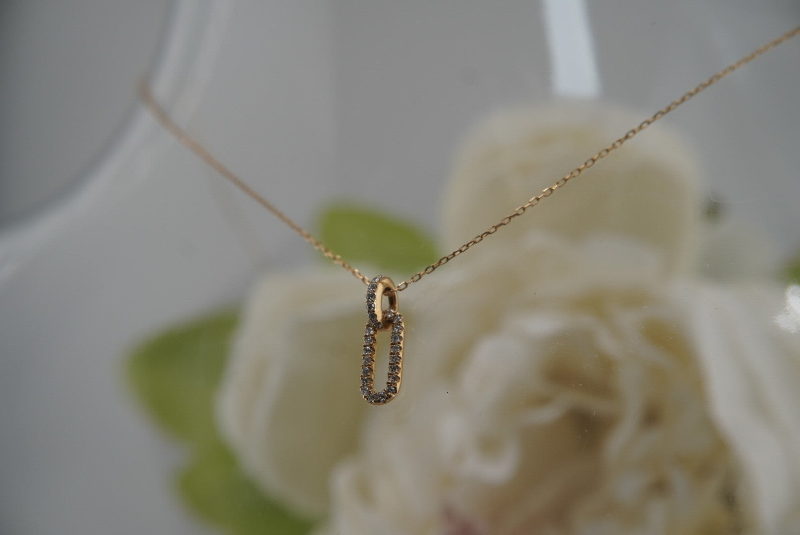 Link Necklace with GENUINE DIAMONDS in Yellow Gold