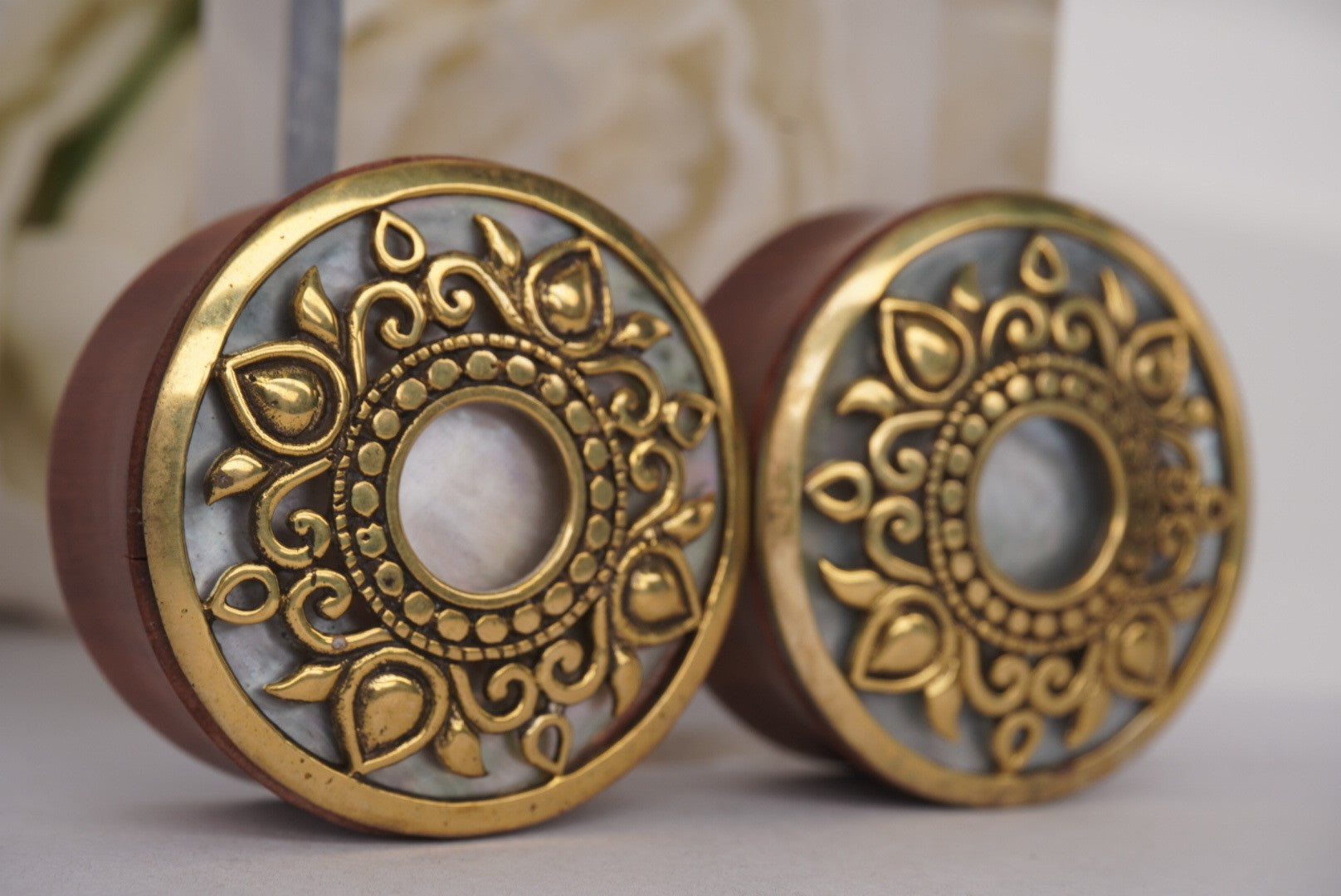 Philomena- Brass with Mother of Pearl