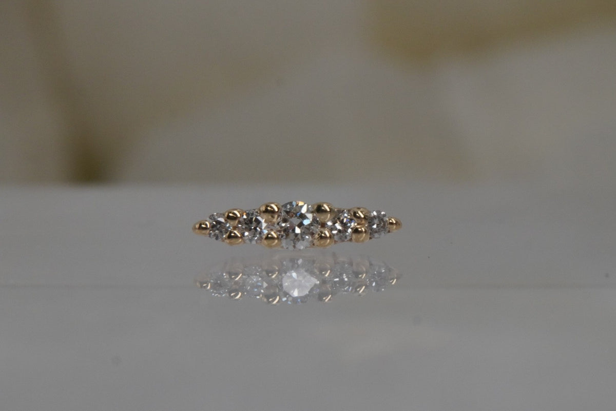 Buddha Jewelry Organics 14k 5.7mm x 1.3mm "Nala" THREADLESS with GENUINE Diamonds in yellow gold
