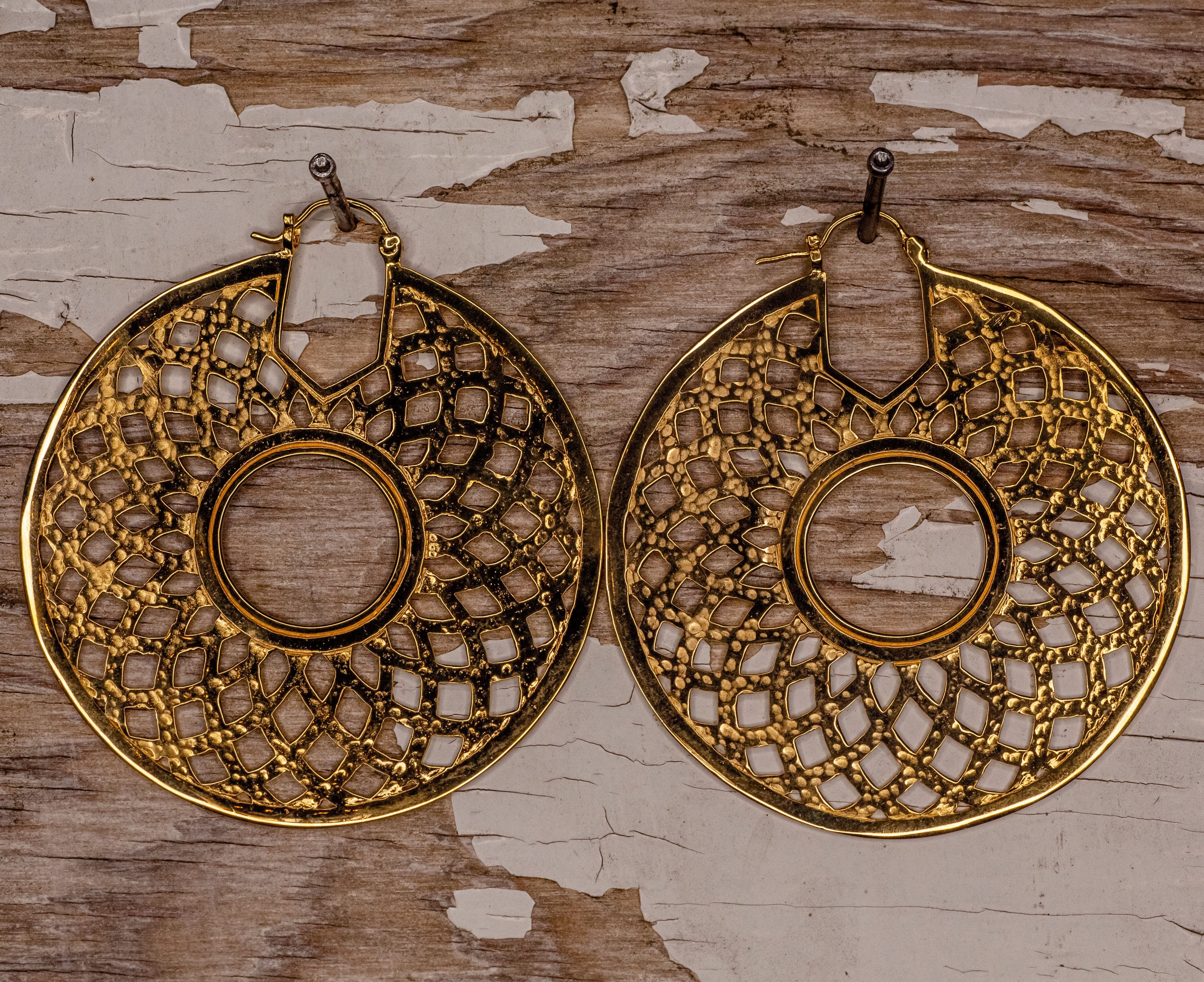 Mandala Hoop- Yellow Gold Plated