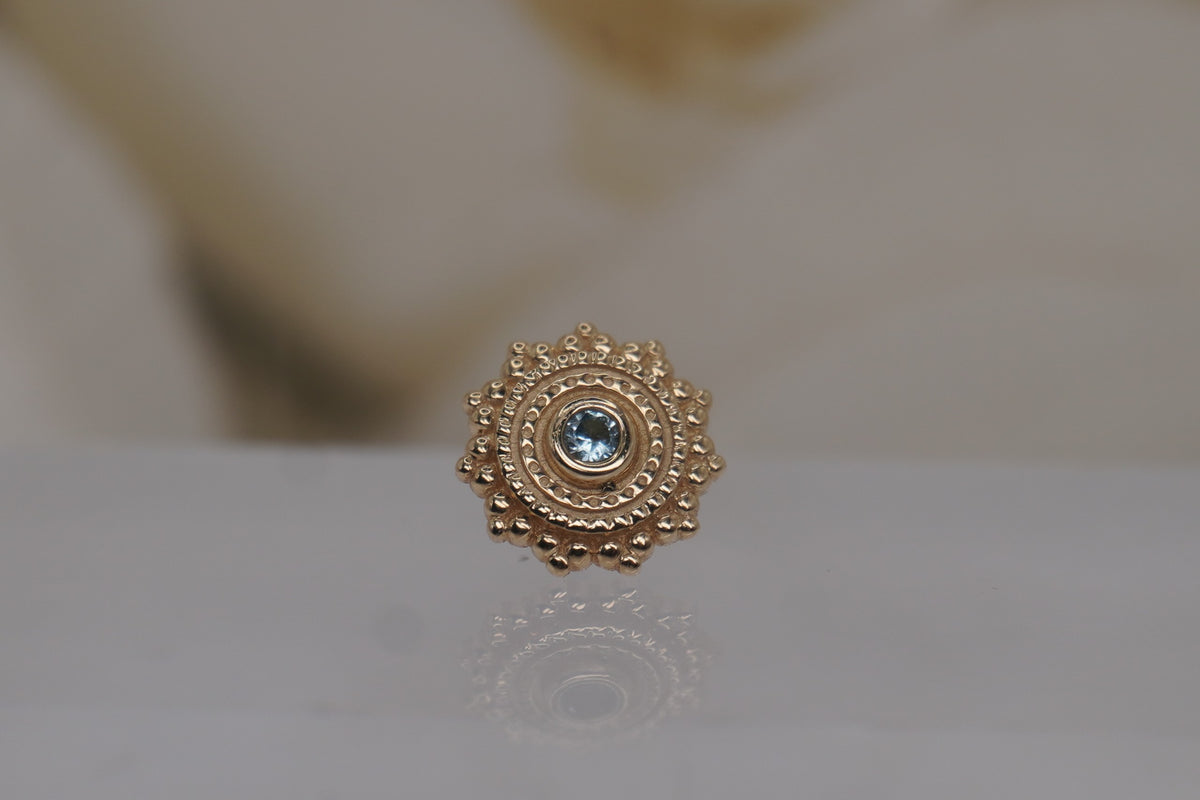 Yellow Gold with Swiss Blue Topaz