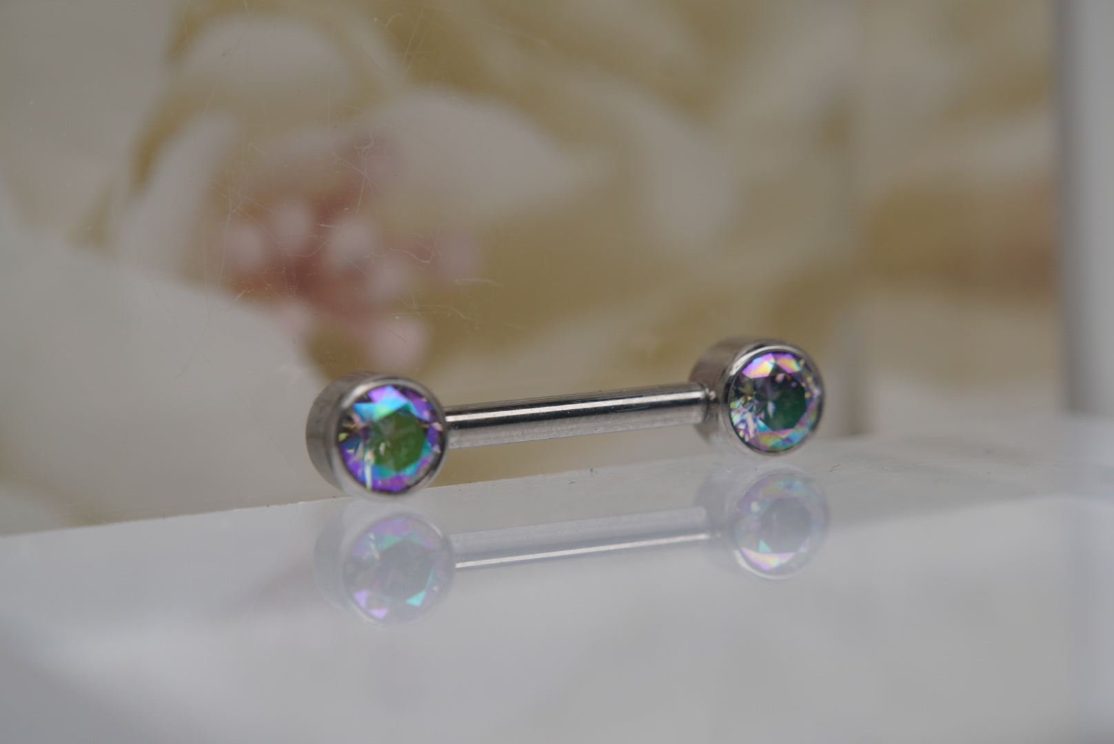 Paradise Shine Crystal Bezel Nipple Barbell in 14g