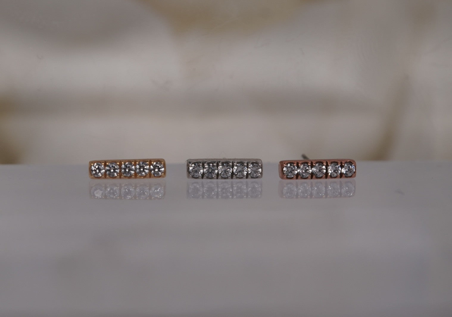 Rowe | Buddha Jewelry | 14k Gold White Sapphire Threadless Piercing Jewelry