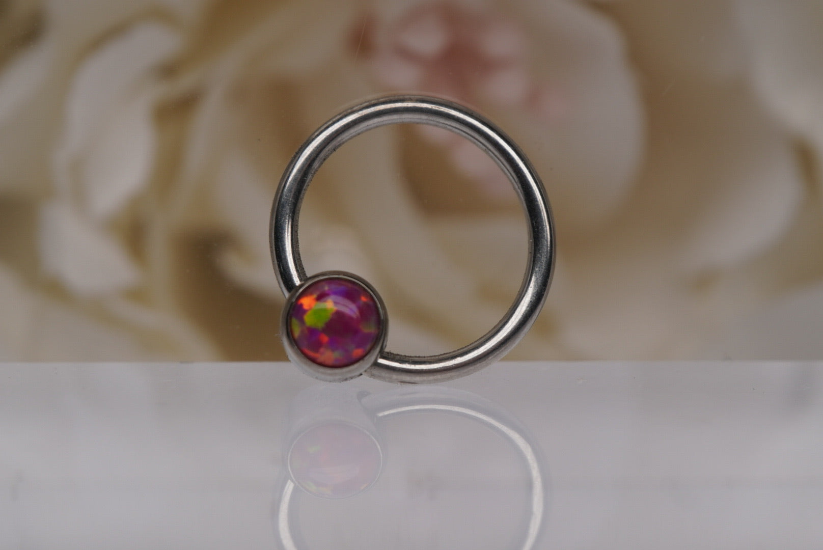 4mm Captive Bead with Magenta Opal