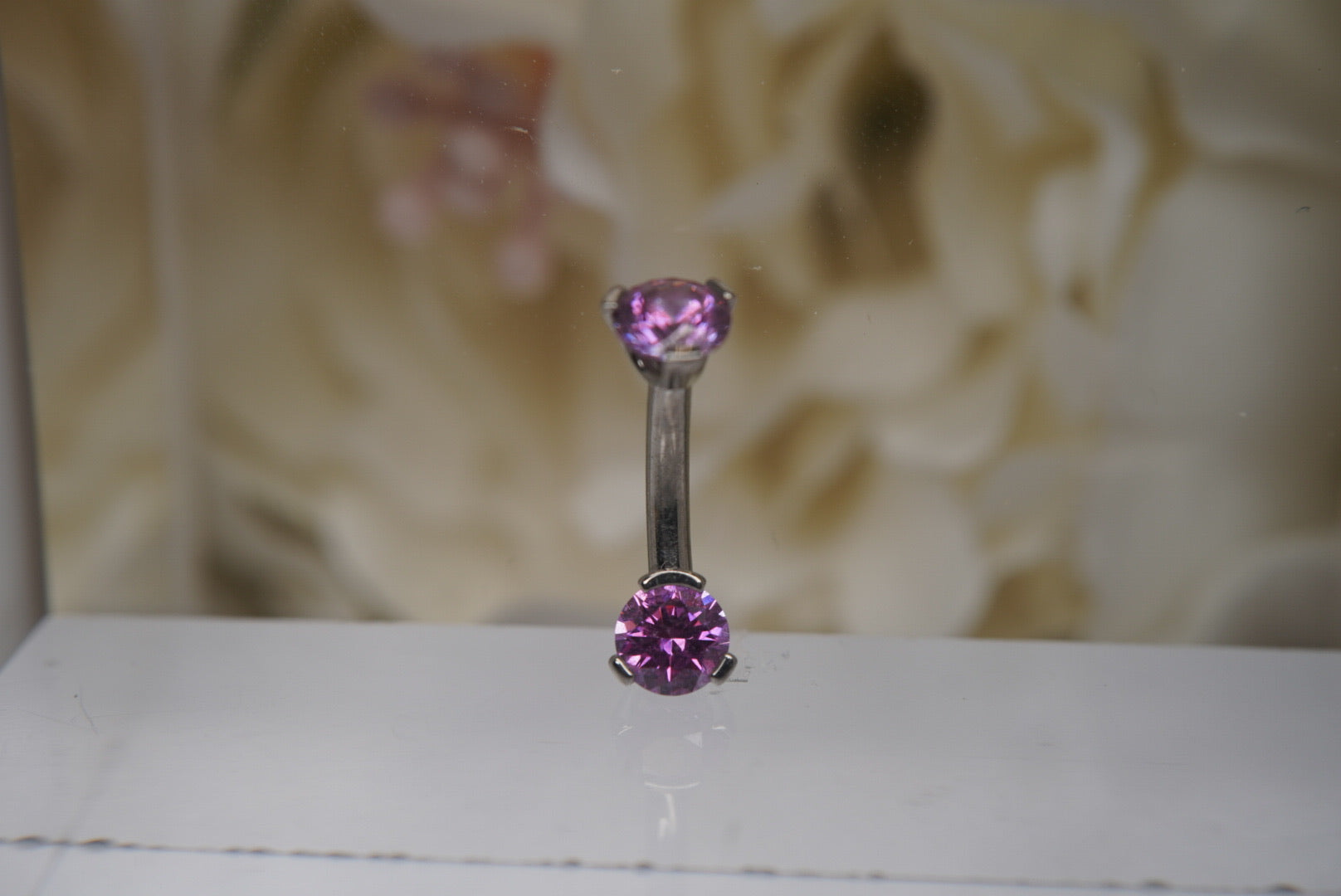 Fancy Purple Crystal Navel in a Prong Setting  (4mm/4mm)