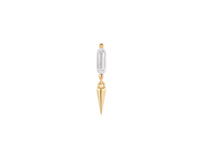 Buddha Jewelry Organics 14k12x1.5mm "Musea" THREADLESS with Crystals in yellow gold  stock image