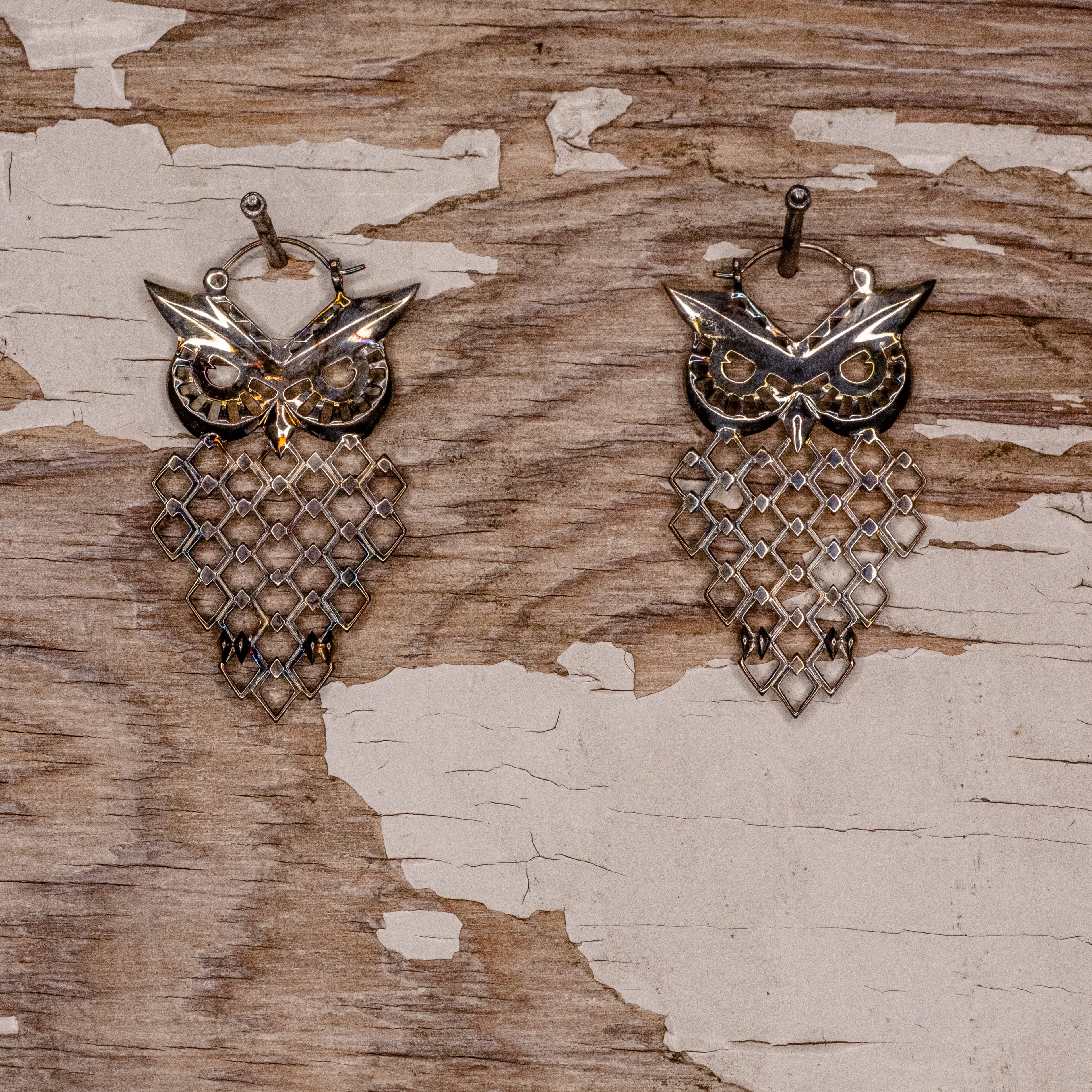 Owl Hoop- Silver Plated