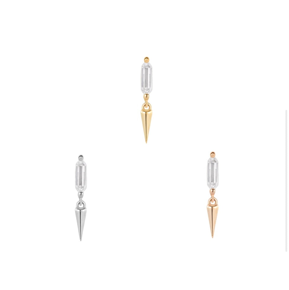 Buddha Jewelry Organics 14k12x1.5mm "Musea" THREADLESS with Crystals in yellow white and rose gold stock image