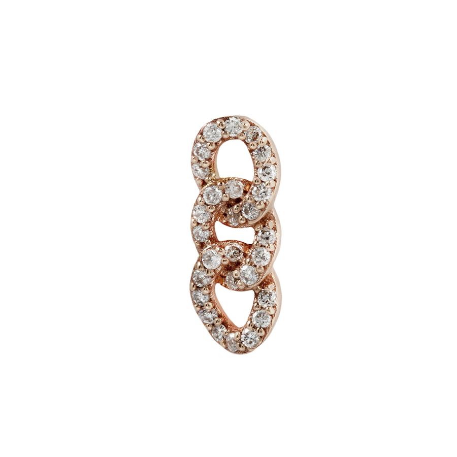 Stock image of Buddha Jewelry’s “Chainlink” in 14k rose gold, showing its sculptural links and pavé-set genuine diamonds.