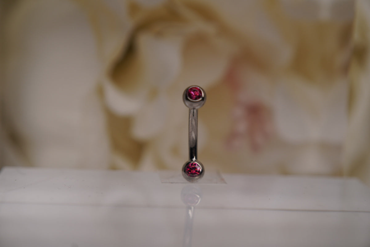 2-Gem Curved Barbell in Various Colors