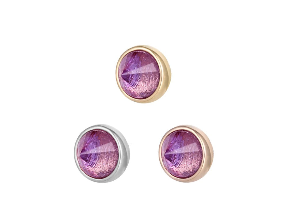 Round Bezel Reverse Set in Amethyst