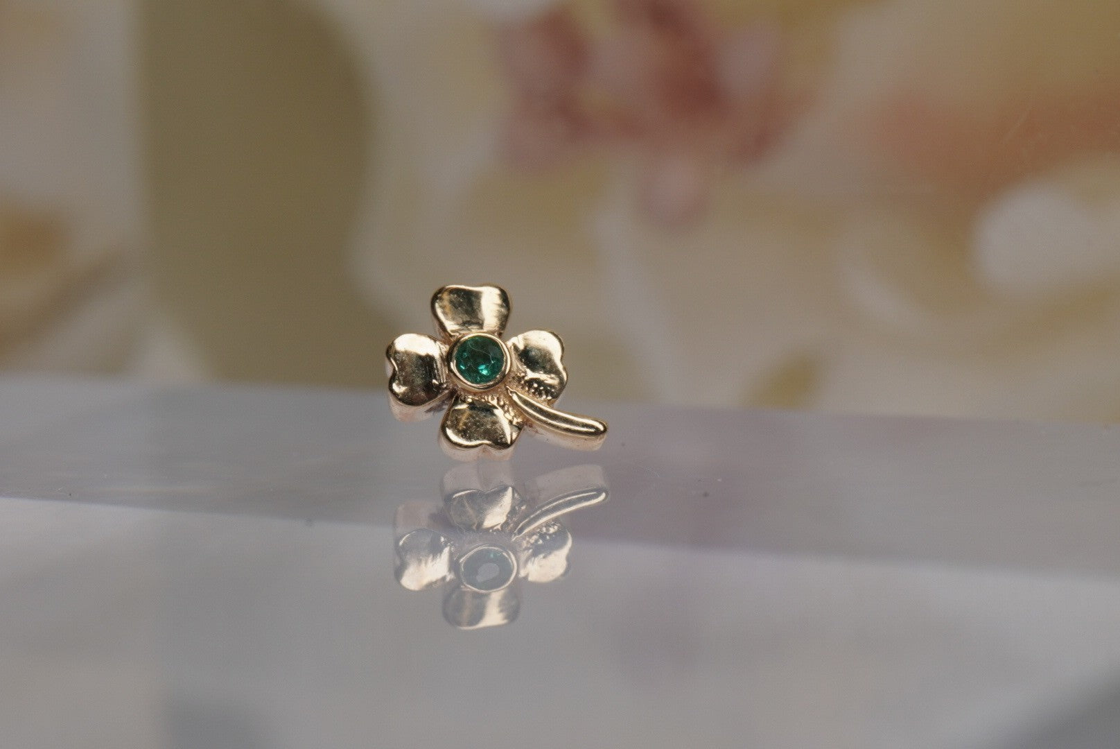 Four Leaf Clover with Emerald