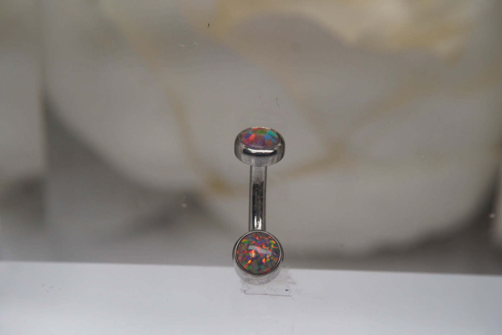 Fire Red Opal Navel in a Bezel Setting  (4mm/4mm)