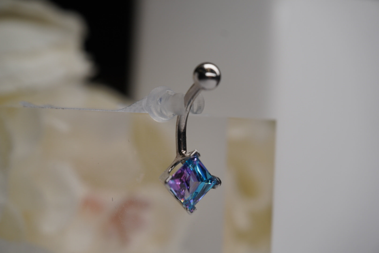 Iridescent Purple Princess Cut in White Gold