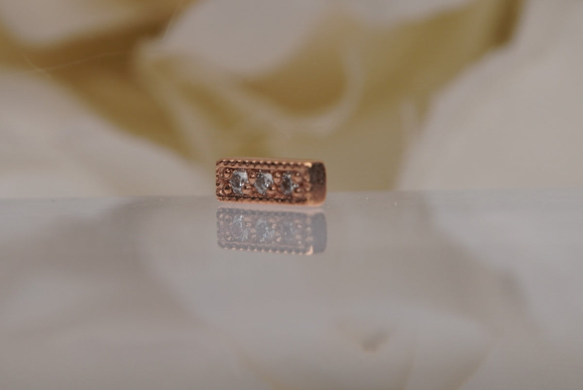 3-Gem Milgrain Strip-GENUINE DIAMONDS far away view