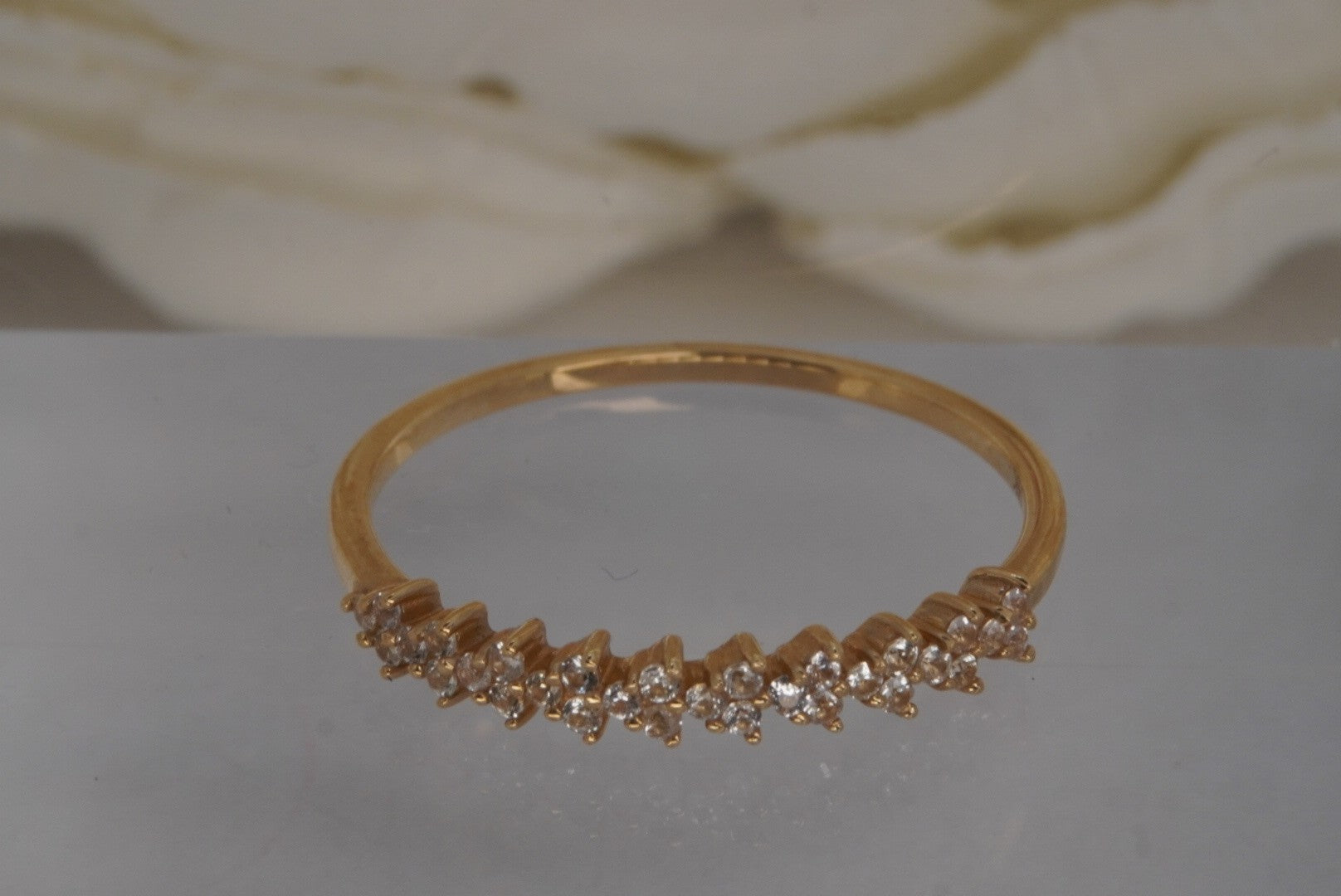 Parker Finger Ring with WHITE SAPPIRES in Yellow Gold
