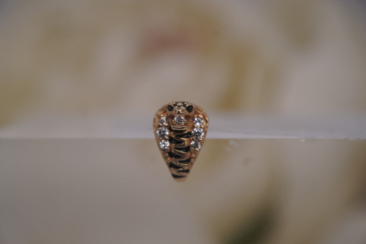 Buddha Jewelry Organics 14k 7x5.5mm "Savage" with Crystals THREADLESS in yellow  gold
