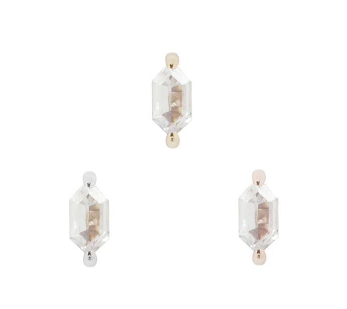Buddha Jewelry Organics 14k 2x5mm "Oh! My My" THREADLESS with Crystal stock image