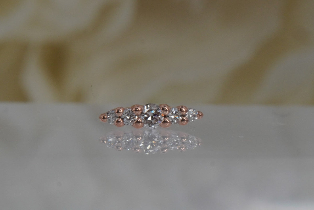 Buddha Jewelry Organics 14k 5.7mm x 1.3mm "Nala" THREADLESS with GENUINE Diamonds in rose gold