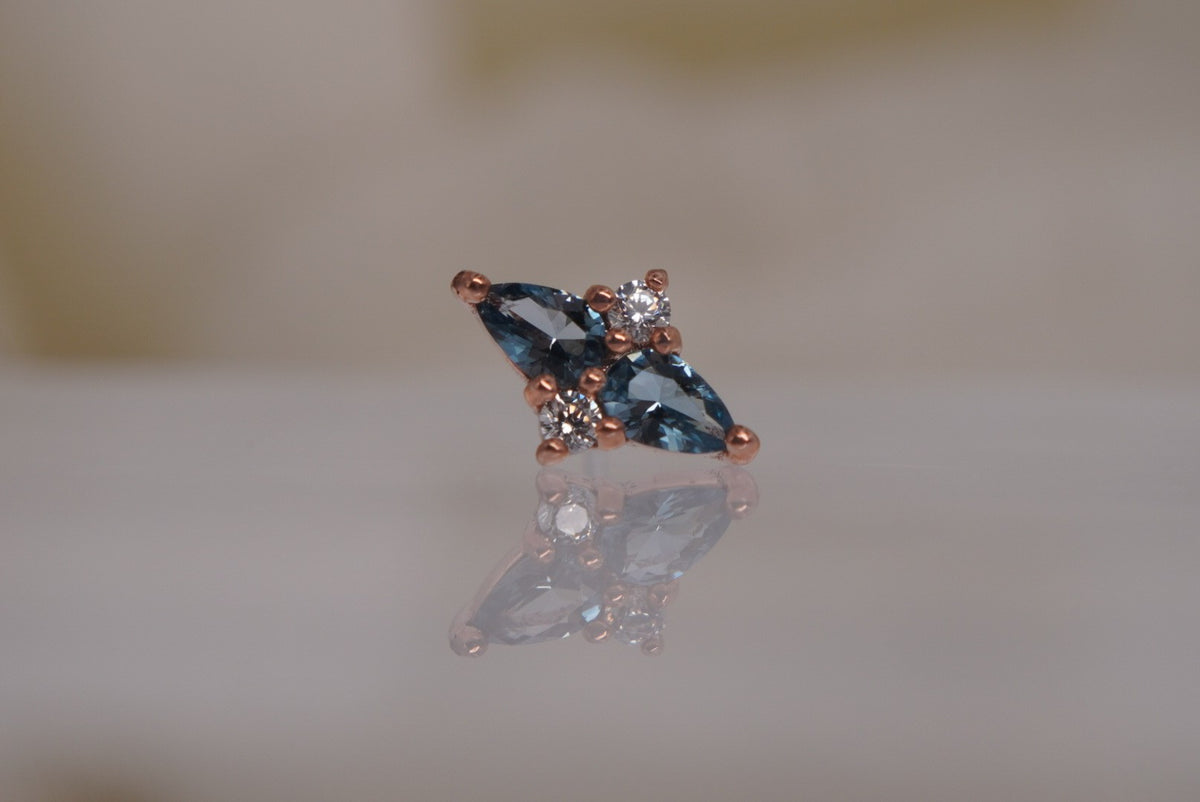 Buddha Jewelry Organics 14k 8x5mm "Ethereal" with London Blue Topaz & Crystals in rose gold