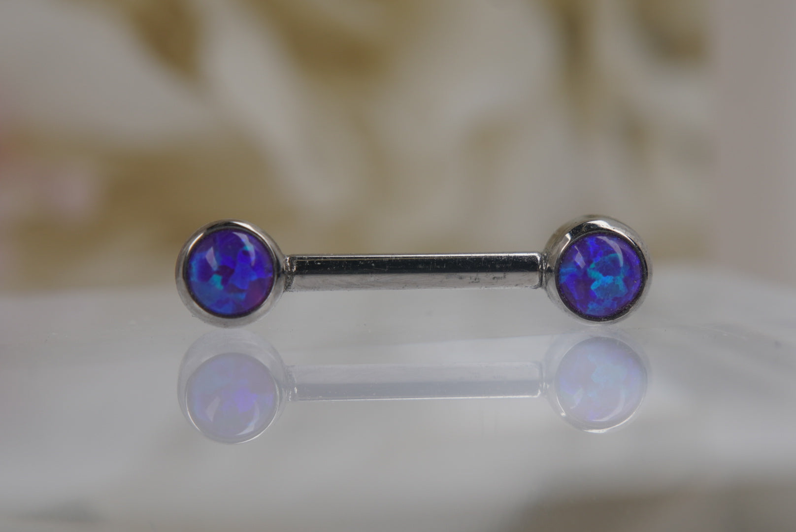Sleepy Lavender Opal Bezel Nipple Barbell in 14g