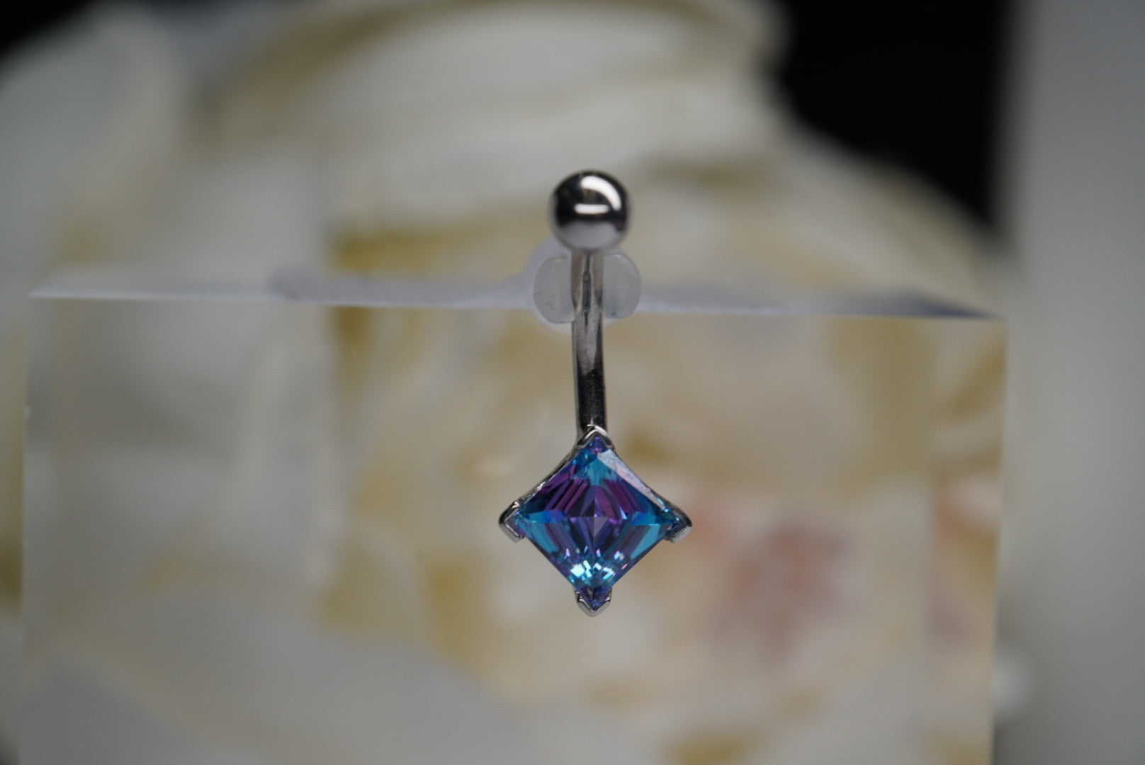 Iridescent Purple Princess Cut in White Gold