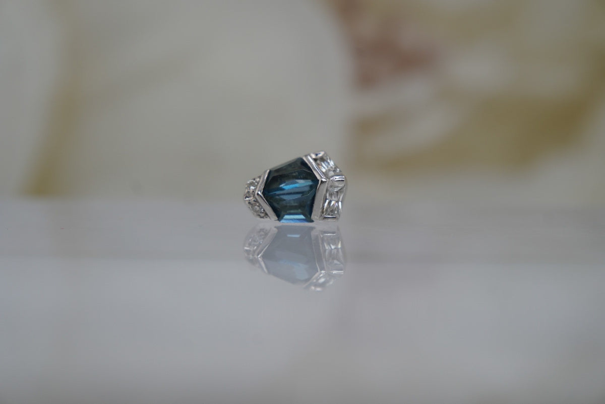 Buddha Jewelry 14k Gold "Vera" london blue topaz threadless in white gold