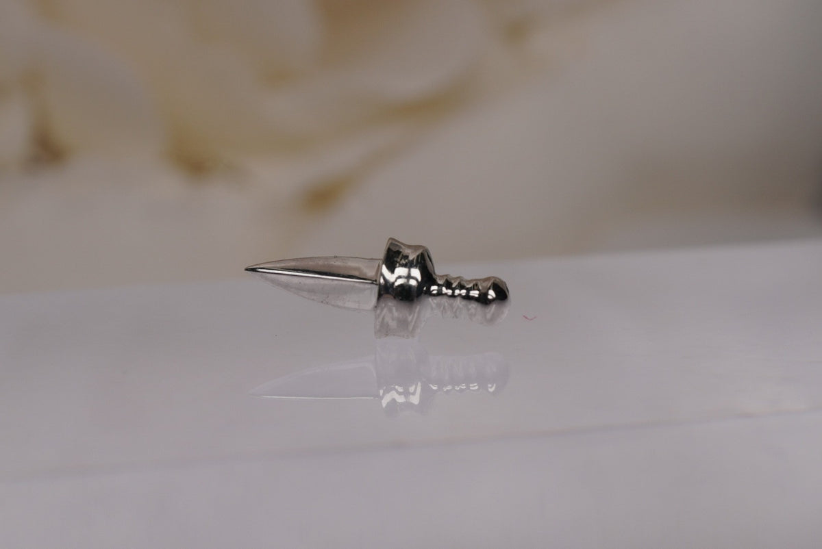 Tether 14k "Arya." Threadless Yellow gold white gold rose gold dagger