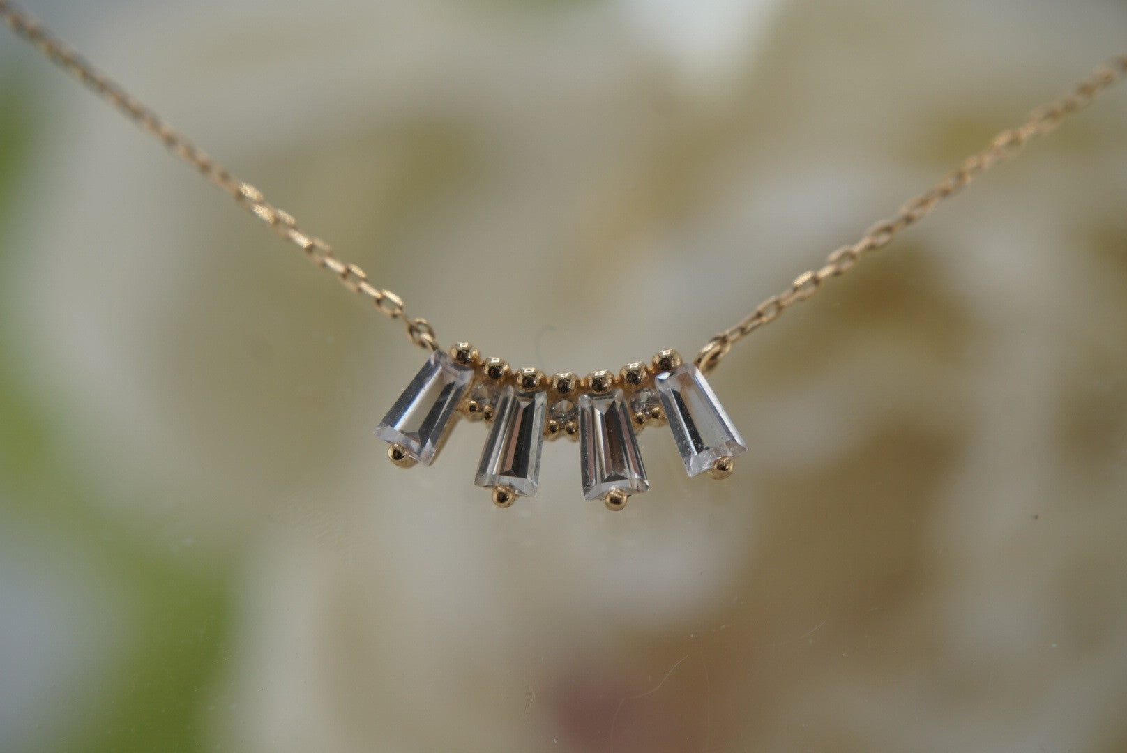 Crown Jewels Necklace with WHITE SAPPHIRES in Yellow Gold