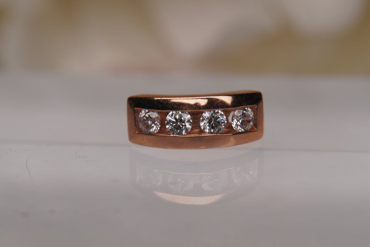 Four Gem Channel Clicker yellow gold front view