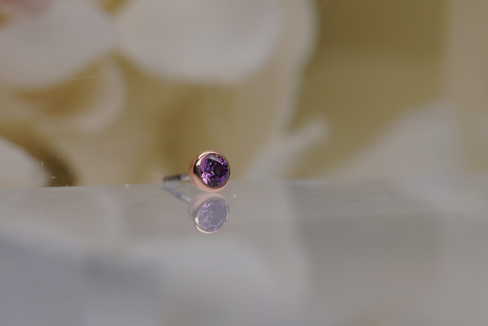 Purple Crystal in Rose Gold- 1.5mm