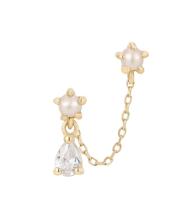 Buddha Jewelry Organics 14k Gold Mischief Chain with Crystals and Pearls yellow gold stock image