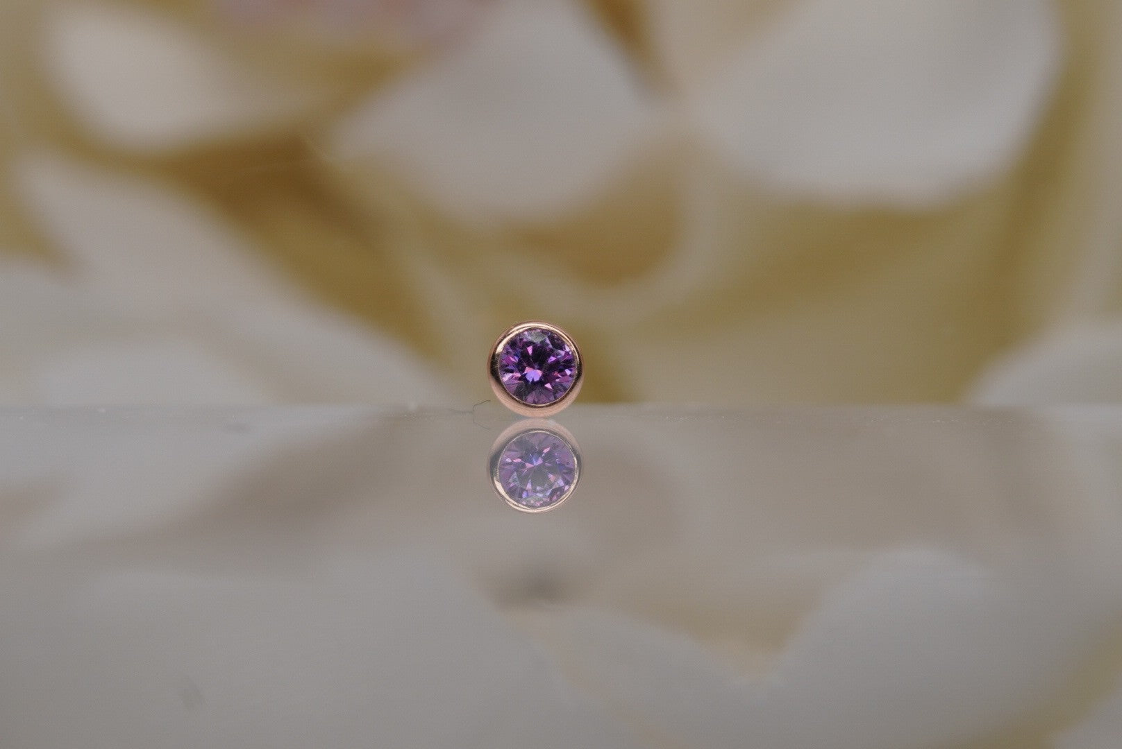 Purple Crystal in Rose Gold- 1.5mm