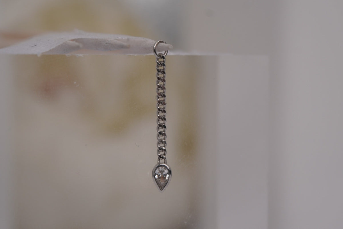 Buddha Jewelry Organics 14k Gold 20mm "Painkiller Chain" with crystals in white gold