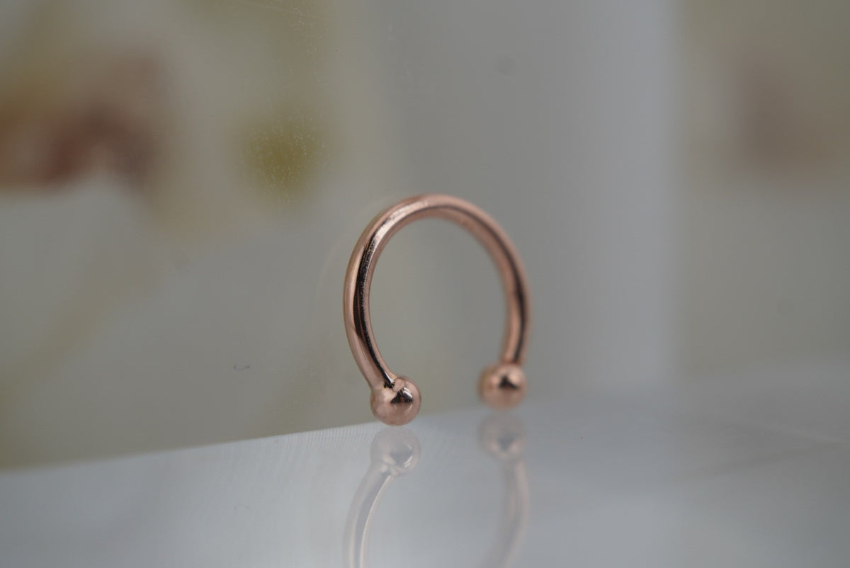 BVLA 14k ROSE Gold 18g 9/32" Circular Barbell nostril helix piercing
