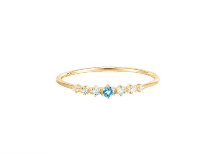 Elsa Finger Ring with LONDON BLUE TOPAZ in Yellow Gold
