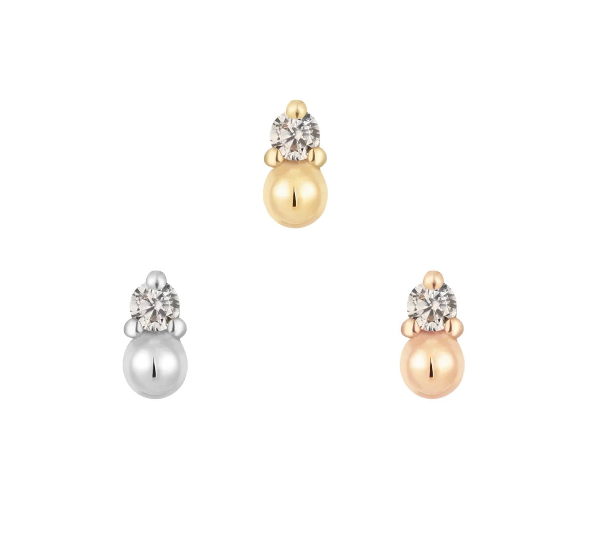 Product image of Buddha Jewelry “Babe” 14k gold threadless end with a single sparkling Swarovski CZ.