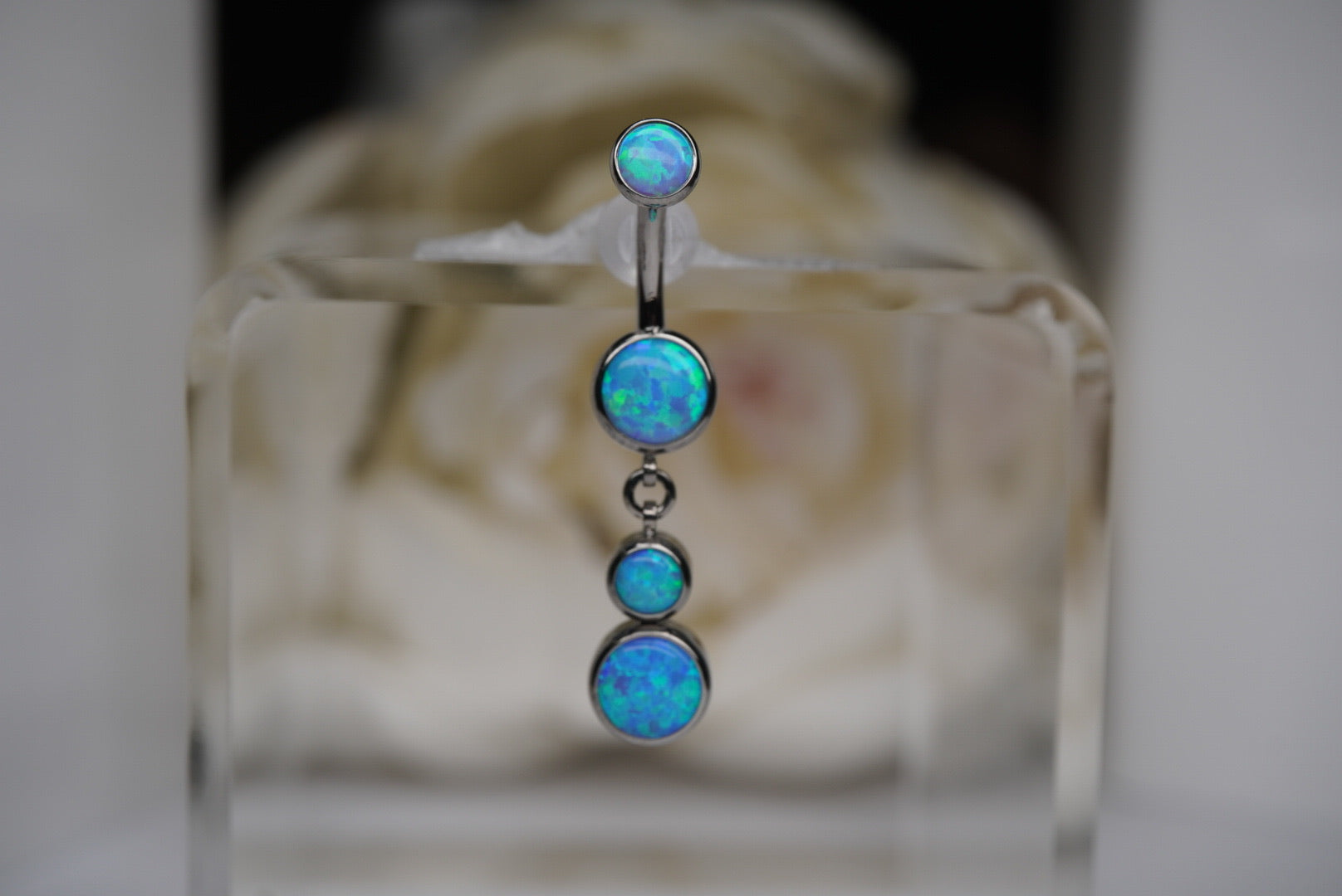 Opal Navel Dangle in a Bezel Setting  (6mm/4mm/6mm)