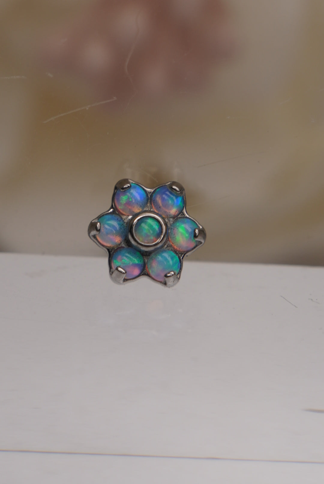 6-Petal Flower 5mm (Sky Blue Opal)