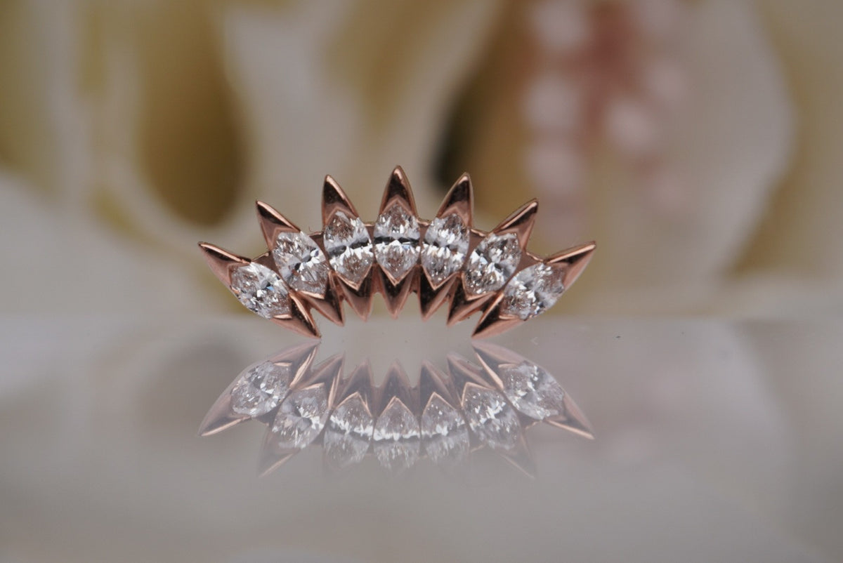 Tether 14k 13mm x 5.8mm diameter "Muse" genuine diamond marquis Threadless Yellow gold white gold rose gold