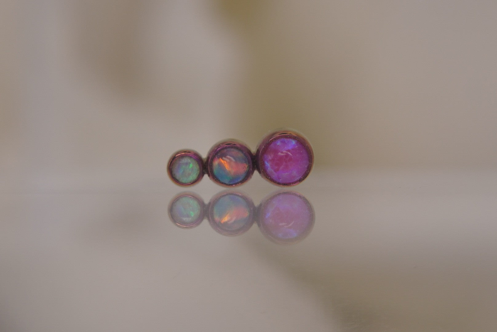 3-Gem Cluster- Mimosa & Bubble Gum Opals Anodized Pink