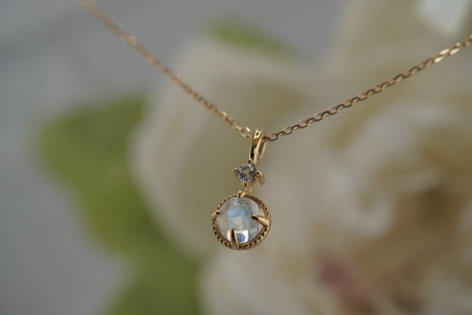 Manifest Necklace with Rainbow Moonstone and White Topaz