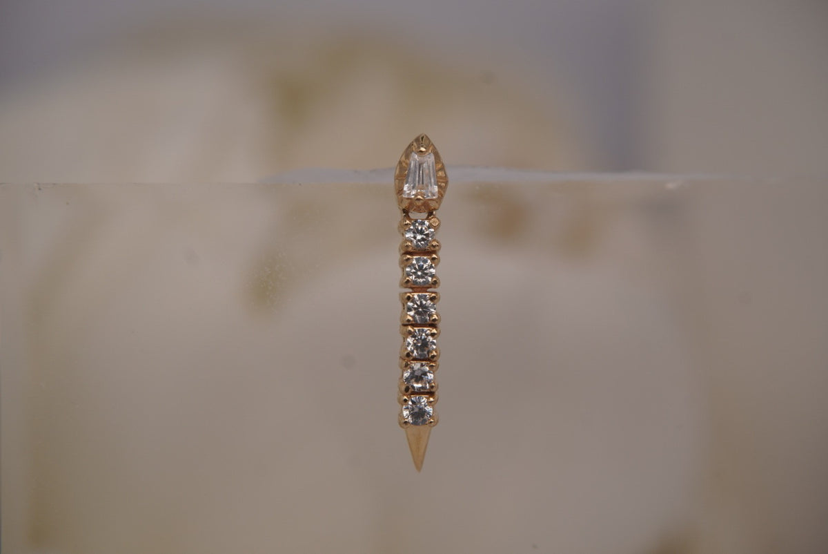 Buddha Jewelry Organics 14k 14.75x2.25mm "Spellcraft" with Crystals THREADLESS in yellow gold